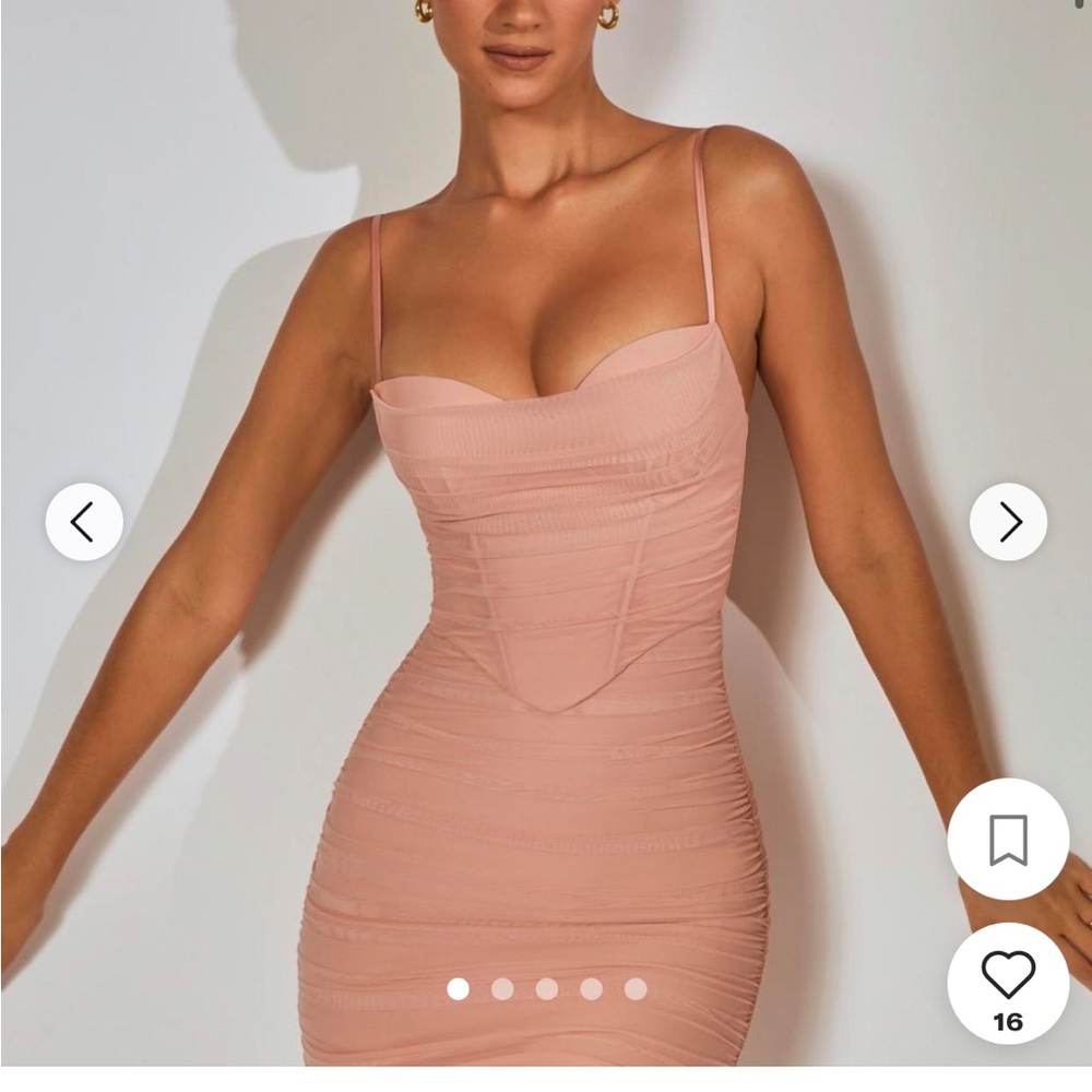 Oh Polly Pink Ruched Dress